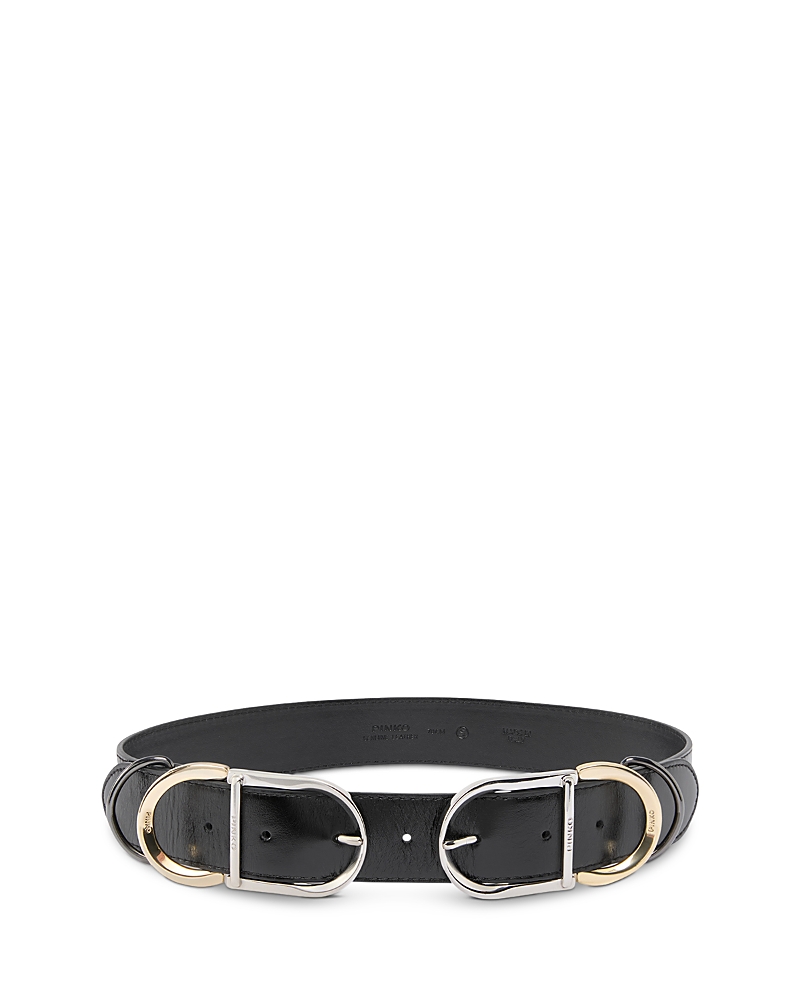 Pinko Women's Double Buckle Leather Belt