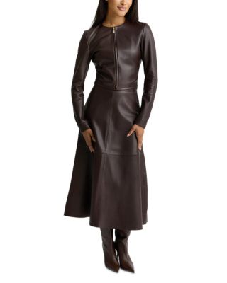 Soft Nappa Leather Midi Skirt