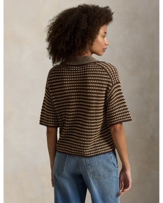 Striped Knit Polo Shirt