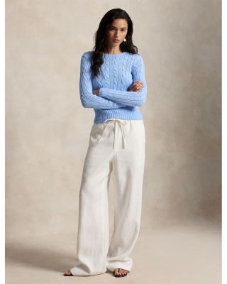 Cable Knit Cotton Crewneck Sweater