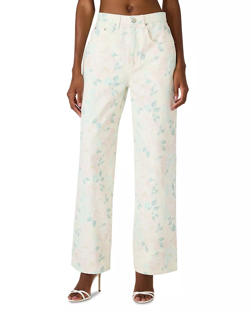 Steve Madden Sydnee High Rise Wide Leg Jeans in Peach Beige