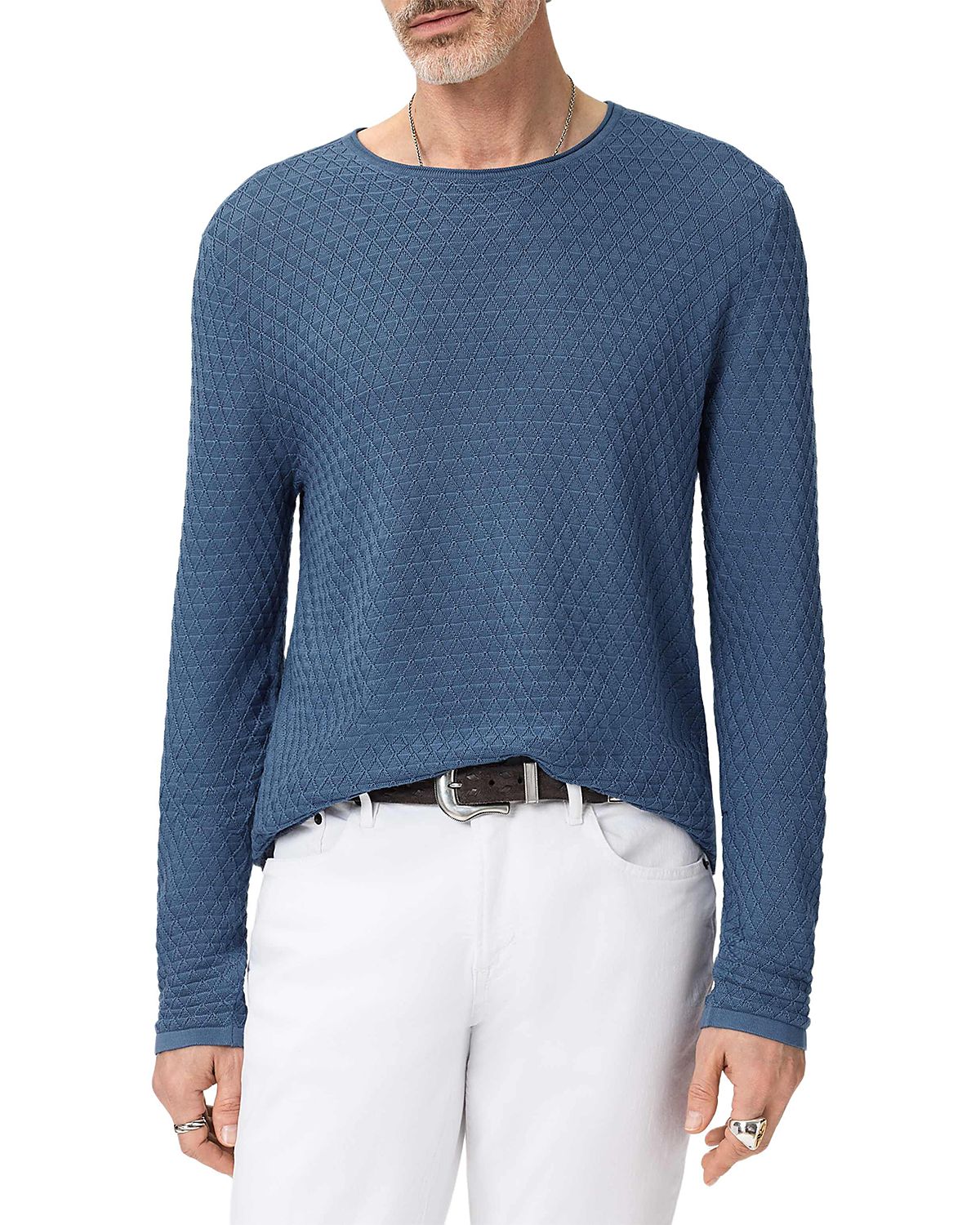 John Varvatos Seymour Long Sleeve Crewneck Texture Jacquard Tee