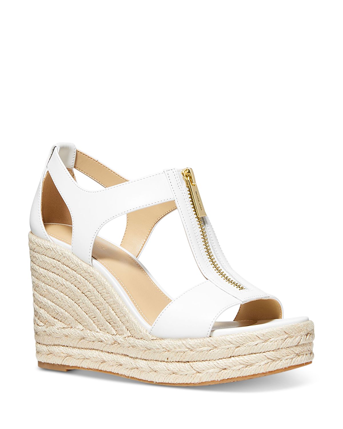 Michael Michael Kors Women's Berkley Front Zip Espadrille Wedge Heel Platform Sandals
