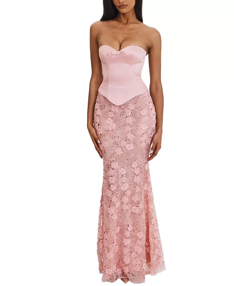 Miss Circle Uliya Strapless Mermaid Peplum Maxi Dress