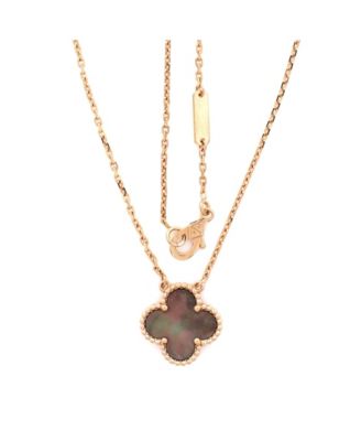  Vintage Alhambra Pendant Necklace 18K Rose Gold and Grey Mother of Pearl, 16.5"