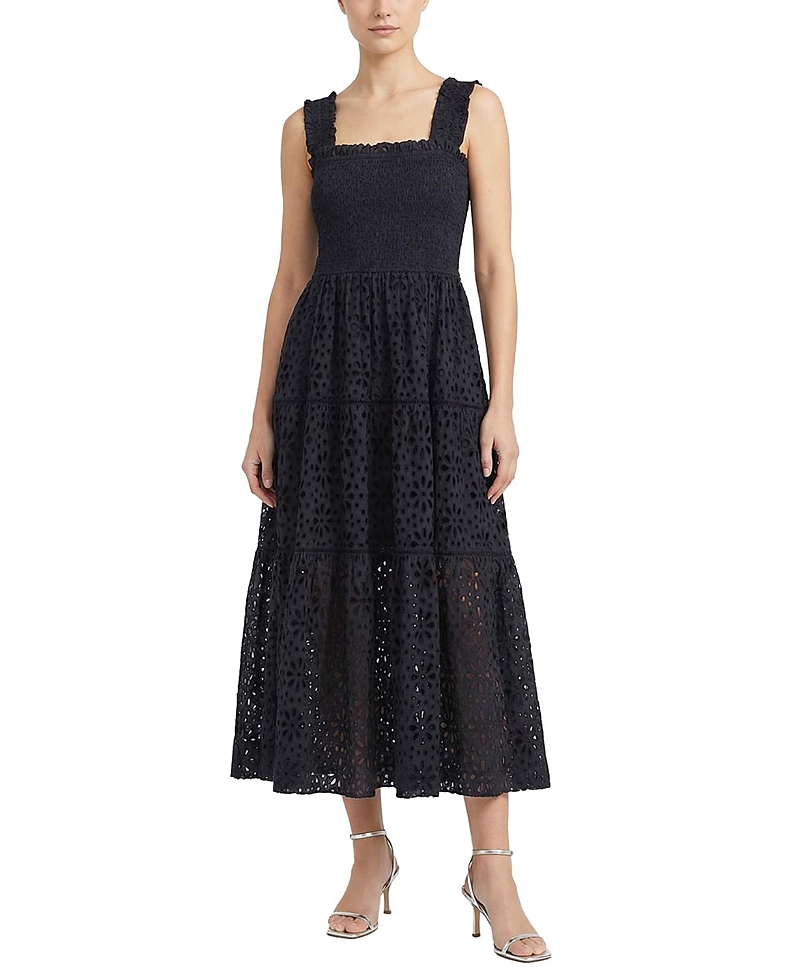 Change of Scenery Kristen Sleeveless Smocked Eyelet Midi Dress