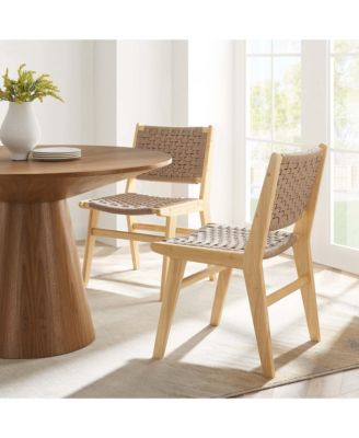 Saoirse Woven Rope Wood Dining Side Chair, Set of 2