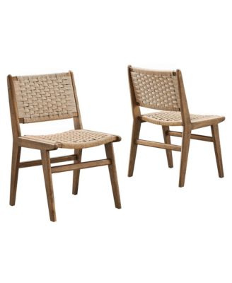 Saoirse Woven Rope Wood Dining Side Chair, Set of 2