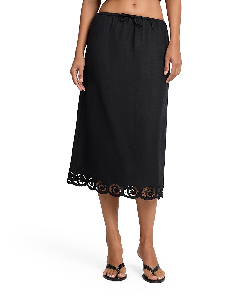 Onia Air Linen Scallop Midi Skirt
