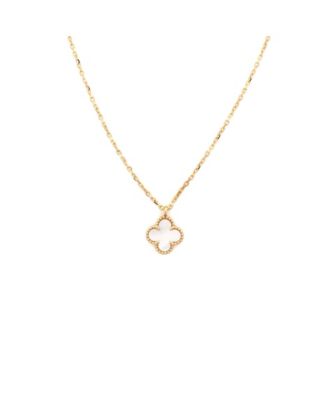  Sweet Alhambra Pendant Necklace 18K Gold and Mother of Pearl, 16"