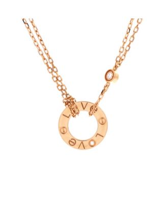  2 Diamonds Love Pendant Necklace 18K Gold and Diamonds, 16"