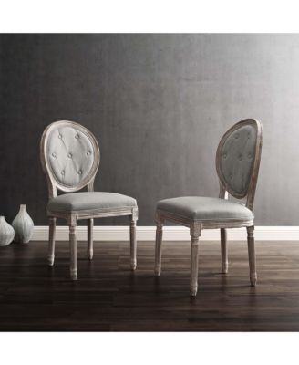 Arise Vintage-Like French Upholstered Fabric Dining Side Chair, Set of 2