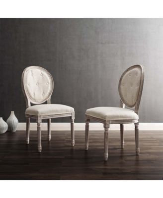 Arise Vintage-Like French Upholstered Fabric Dining Side Chair, Set of 2