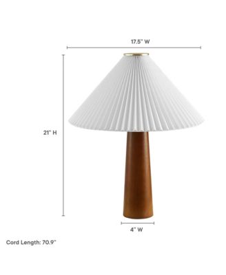 Jessica Wooden Base Table Lamp With Pleated Fabric Shade