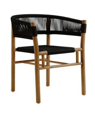  Vienna Outdoor Patio Teak and Rope Curved-Back Dining Armchairs, Set of 2