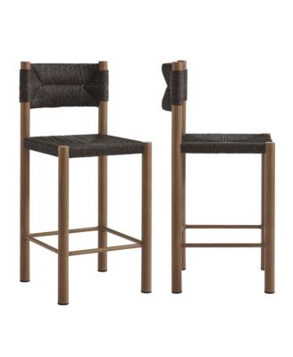 Parkland Outdoor Patio Rattan and Aluminum Counter Stools, Set of 2