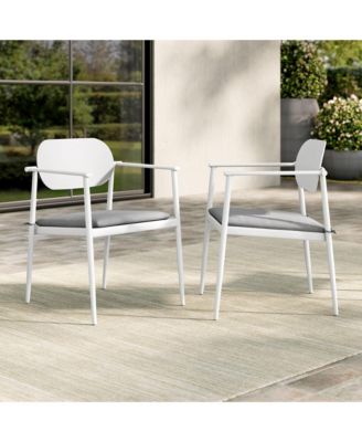 Aeris Stackable Outdoor Patio Aluminum Dining Armchair, Set of 2