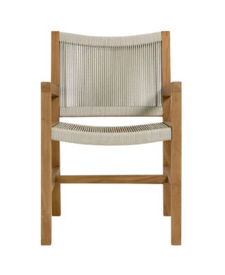  Vienna Outdoor Patio Teak and Rope Dining Set with Armchairs, Set of 5