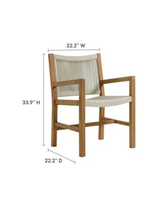 Vienna Outdoor Patio Teak and Rope Dining Set with Armchairs, Set of 5