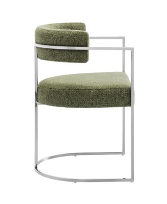 Huron Curved Back Fabric and Metal Dining Accent Chair