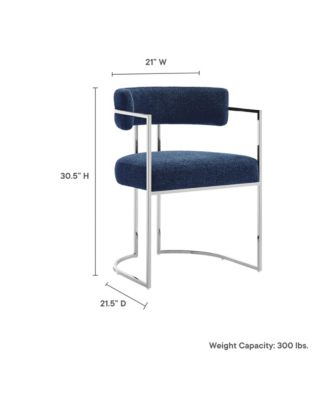 Huron Curved Back Fabric and Metal Dining Accent Chair
