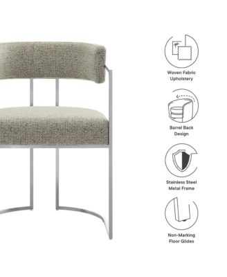 Huron Curved Back Fabric and Metal Dining Accent Chair