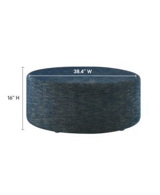 Callum Large 38" Round Woven Heathered Fabric Upholstered Ottoman