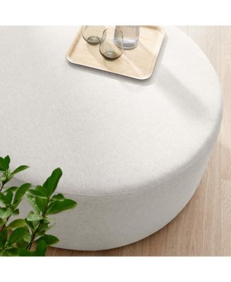 Callum Large 38" Round Woven Heathered Fabric Upholstered Ottoman