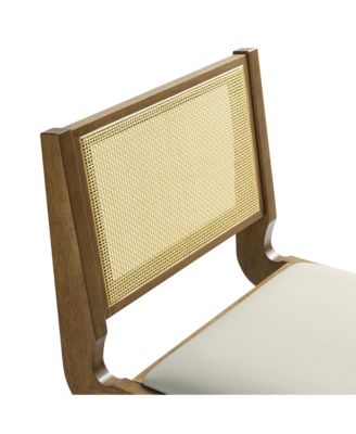  Thera Leather and Cane Dining Side Chairs, Set of 2