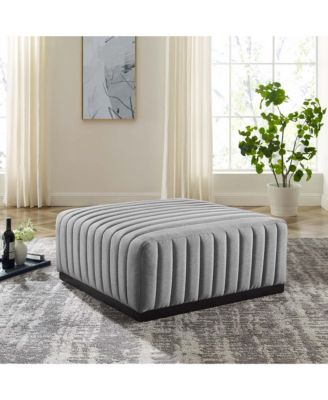 Conjure Channel Tufted Upholstered Fabric Ottoman
