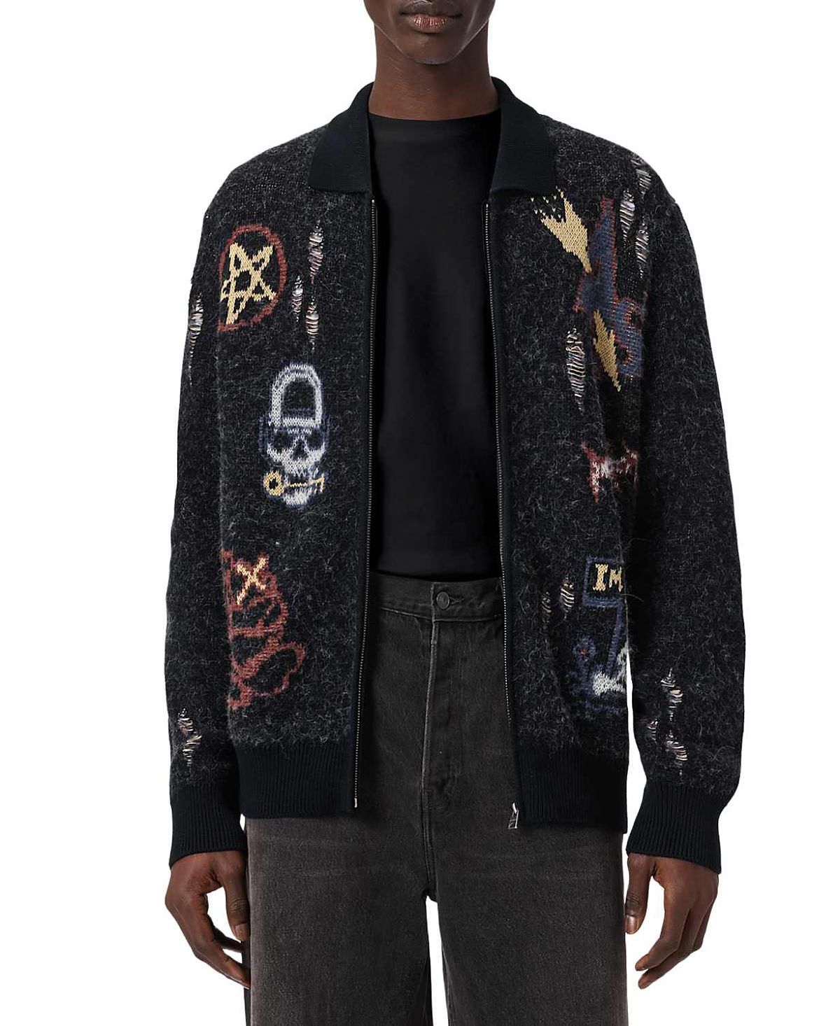 Allsaints Meller Graphic Cardigan Sweater
