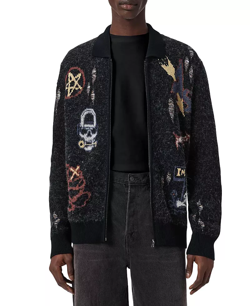 Allsaints Meller Graphic Cardigan Sweater