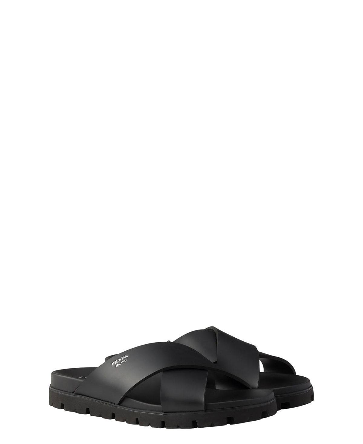 Prada Men's Crisscross Rubber Slides
