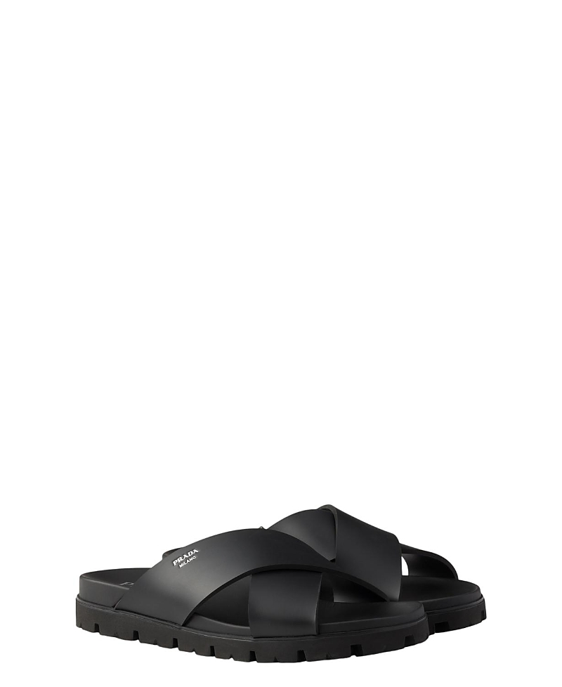 Prada Men's Crisscross Rubber Slides