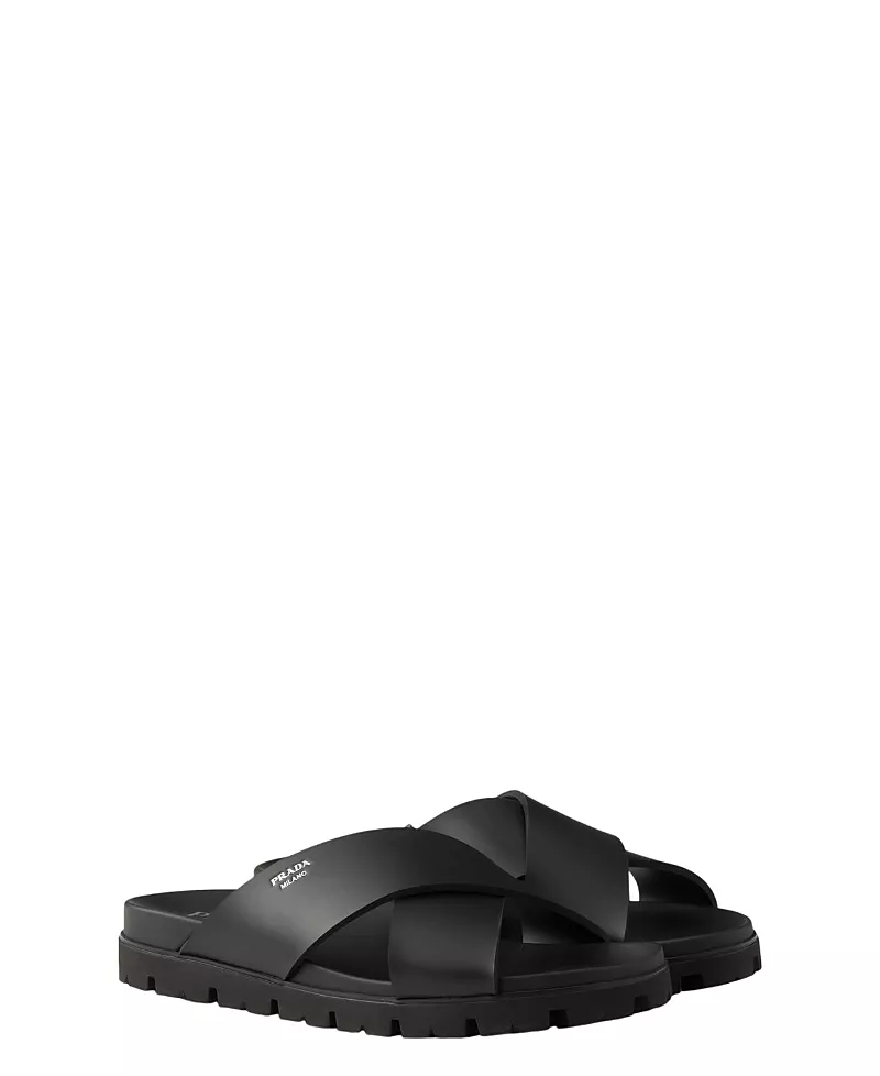 Prada Men's Crisscross Rubber Slides