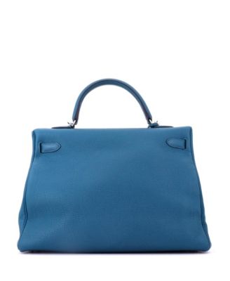 Kelly 35 Handbag Blue Togo with Palladium Hardware
