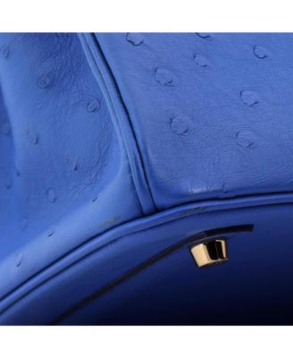 Birkin 30 Handbag Blue Ostrich with Gold Hardware