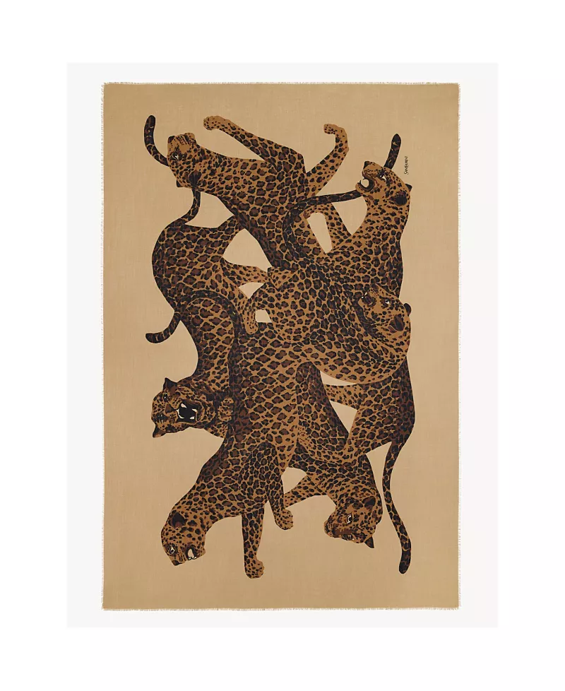 Saint Laurent Leopard Stole Scarf