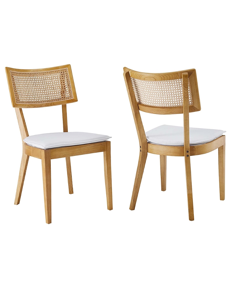 Modway Caledonia Fabric Upholstered Wood Dining Chair, Set of 2