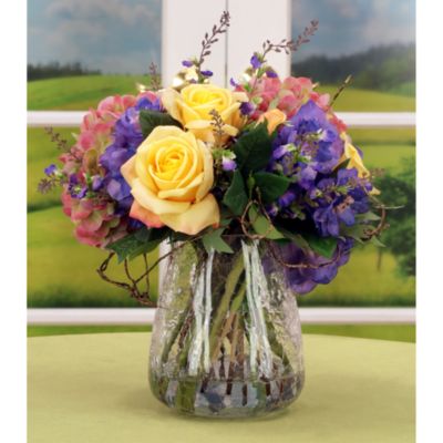 European Hand Tied Crackle Vase Floral Arrangement