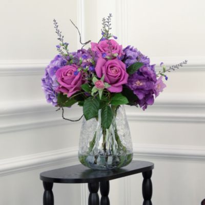 European Hand Tied Crackle Vase Floral Arrangement