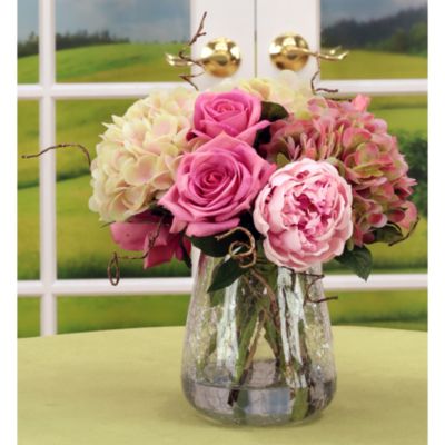 European Hand Tie Crackle Vase Floral Arrangement