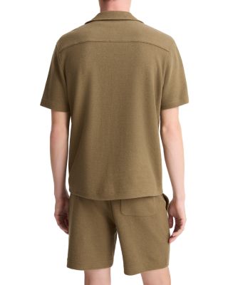 Cotton Blend Boucl&eacute; Regular Fit Button Down Camp Shirt