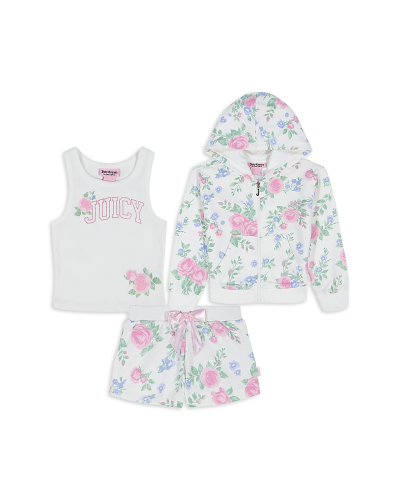 Juicy Couture Girls' French Terry Zip Hoodie, Tank Top & Shorts Set - Little Kid