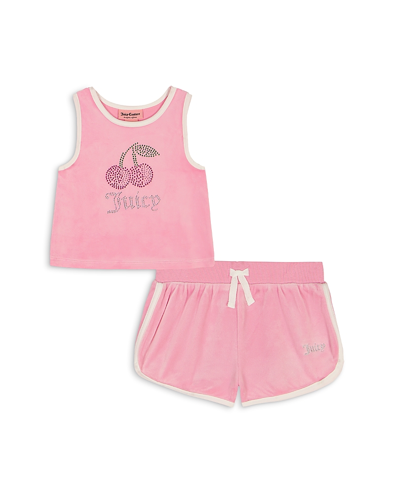 Juicy Couture Girls' Velour 2 Piece Rhinestone Shorts Set - Big Kid