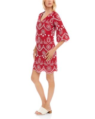Flare Sleeve Embroidered Dress