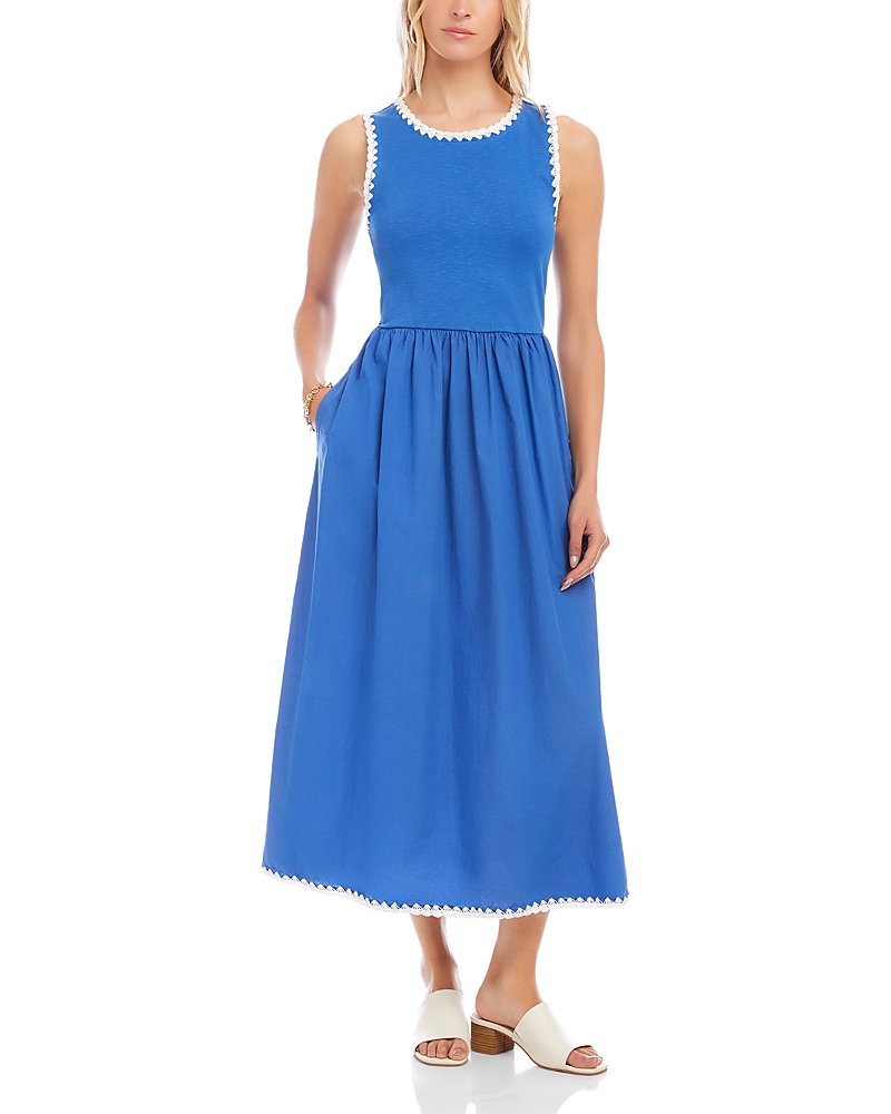 Karen Kane Sleeveless Edge Stitch Contrast Midi Dress