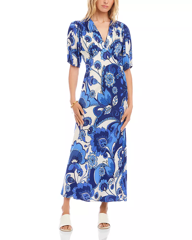Karen Kane Puff Sleeve Bias Dress