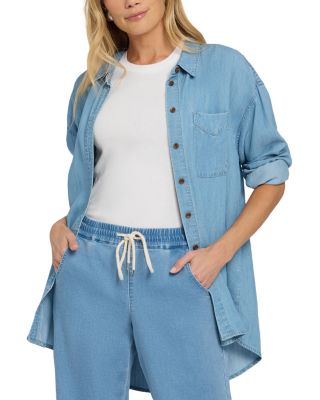 Relaxed Drawstring Pull On Denim Pants