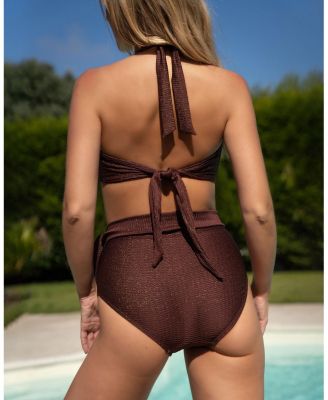 Shana U-Bar Metallic Halter Bikini Top